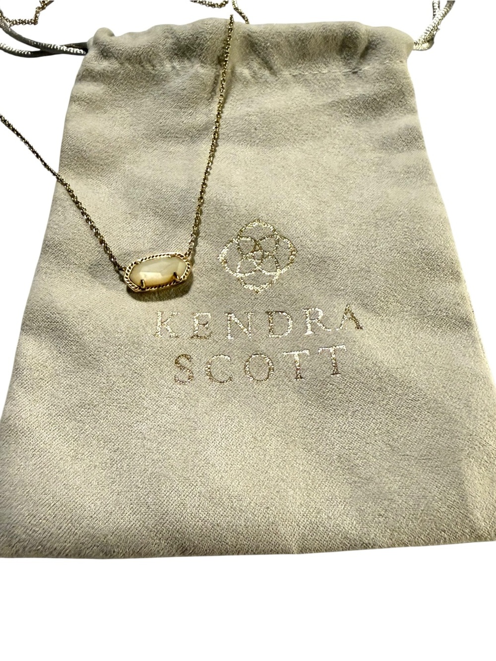 Kendra Scott Gold Necklace with White Faceted Stone - Picture 3 of 8